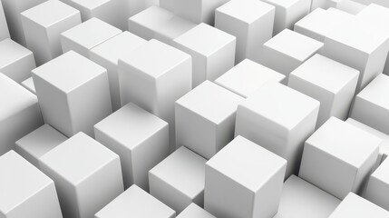 Obraz premium Random shifted white cube boxes block background wallpaper banner with copy space
