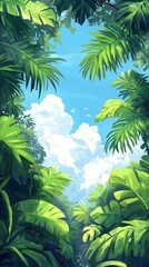 Fototapeta premium Tropical Jungle Canopy Sunlight View
