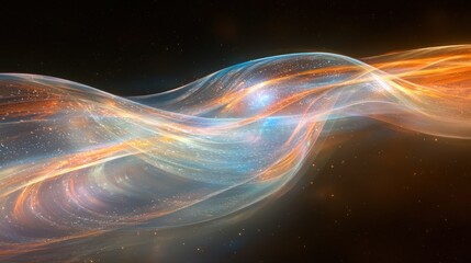 Light wave flowing through space with distant stars, for abstract backgrounds