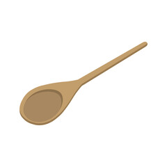 Long wooden spoon vector flat isolated