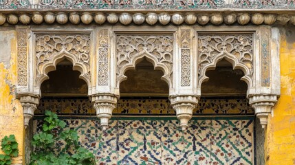 Intricate Architecture of Historical Indian Palace with Beautiful Carvings