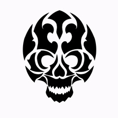 illustration vector graphic of tribal art design abstract black skull head
