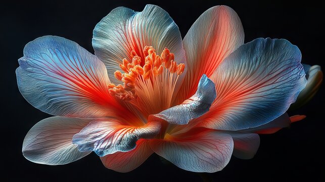 Stunning vibrant flower in full bloom: intricate petals, lush green foliage, and radiant natural light create a captivating botanical masterpiece