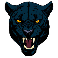 Wild Black Panther Head
