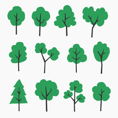 Simple Tree Vector Illustration Set