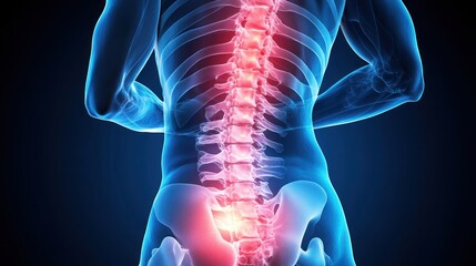 3D anatomical illustration of back pain