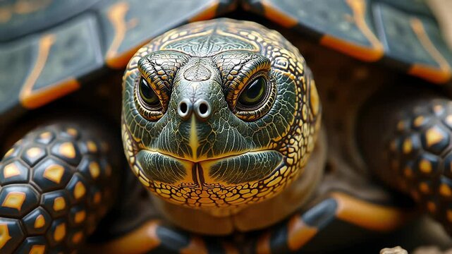 Close up of turtle head with detailed features