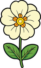 Primrose flower vector illustration, vibrant petals, spring bloom, colorful botanical design, detailed floral artwork, isolated primrose blossom, nature-inspired flower design.