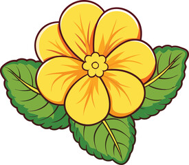 Primrose flower vector illustration, vibrant petals, spring bloom, colorful botanical design, detailed floral artwork, isolated primrose blossom, nature-inspired flower design.