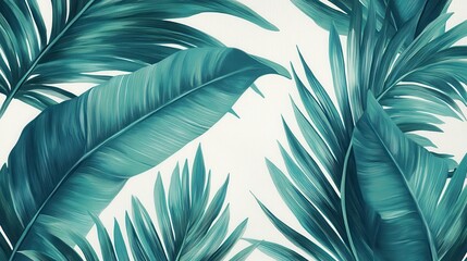A contemporary wallpaper, featuring a vibrant pattern of palm fronds, adds a touch of tropical allure to any room, evoking feelings of relaxation and tranquility.