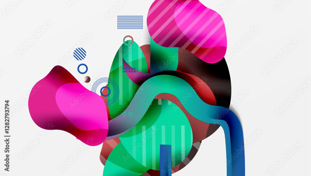 Poster abstract liquid shapes and lines background
