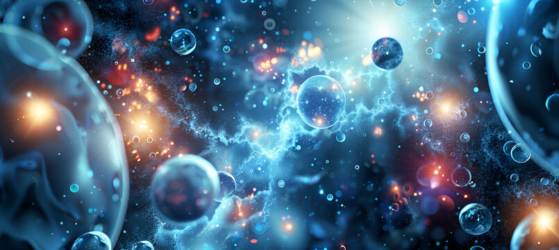 Metaphysical Image
Tumor microenvironment background with cancer cells, T-Cells, nanoparticles, molecules, aand blood vessels. Oncology research concept
Vibrant and colorful cosmic orbits and planets 