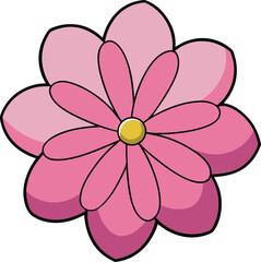 Clove pink flower vector illustration, delicate pink petals, floral design, isolated on white background, botanical art, elegant nature-inspired clipart, vibrant blossom.