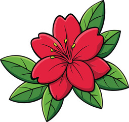 Azalea flower vector illustration with vibrant pink and purple blooms, detailed botanical design perfect for floral art, spring decor, invitations, and nature-inspired graphics.