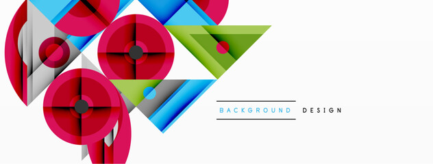Dynamic geometric composition with sharp angles, circular forms, and gradient colors