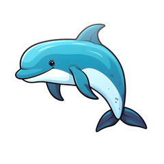 Fototapeta premium Cute little dolphin cartoon, transparent background .PNG (scalable)