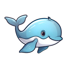 Fototapeta premium Cute little dolphin cartoon, transparent background .PNG (scalable)