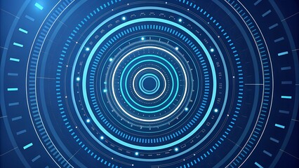 "Futuristic Digital Interface with Blue Circular HUD Elements"