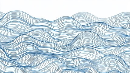 Waved background. Hand drawn waves. Seamless wallpaper on horizontally surface. Stripe texture with many lines. Wavy pattern. Line art. Print for banner, flyer or poster