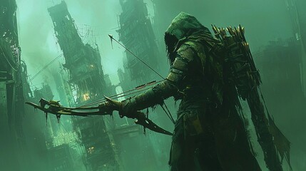 Naklejka premium Post-Apocalyptic Archer: Ruins