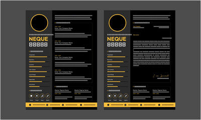 Resume CV. Modern Resume and Cover Letter Layout design template. Minimalist CV resume template for job applications. Vector illustration