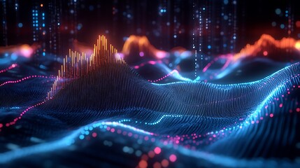 Abstract Digital Data Visualization Waveform Landscape