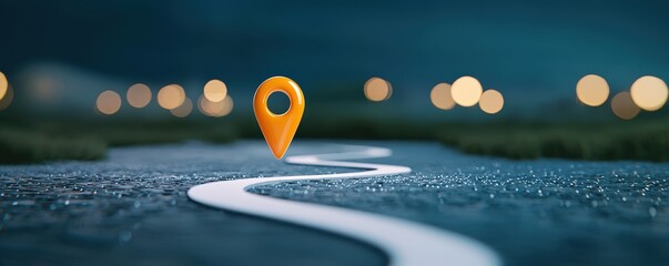  location pin on a winding path, Technology roadmap illustrating IT infrastructure upgrades, software implementation, and future innovations, roadmaps, technology roadmap