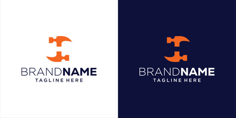 Creative H Logo Design with Hammer Negative Space, Design Inspiration, Illustration, Vector