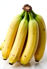 Fresh Yellow Bananas with Brown Spots on White