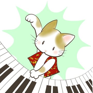 絵画。壁掛け原画【可愛い猫たちのロマンチックなピアノ演奏会】 世界的に有名な 絵画。壁掛け原画【可愛い猫たちのロマンチック