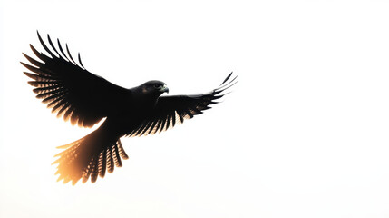 Fototapeta premium Subtle silhouette of falcon soaring against bright background
