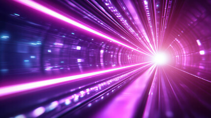 Obraz premium Vibrant neon streams flow through high tech tunnel, creating dynamic atmosphere