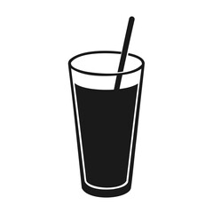 Simple black and white illustration of a drink with a straw
