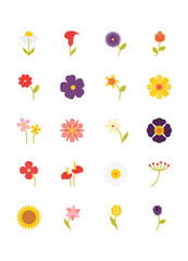 Set of flower icons, blossom, spring season
