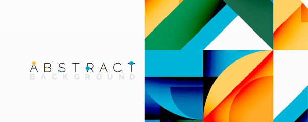 Abstract geometric composition with interlocking circular and angular shapes, featuring smooth gradients and sharp contrasts on a white background
