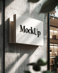 Shop Sign Mockup with Natural Light and Urban Background