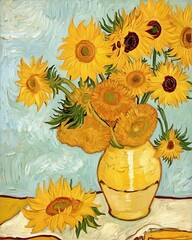 Sunflowers in a Vase: A Vibrant Still Life Painting