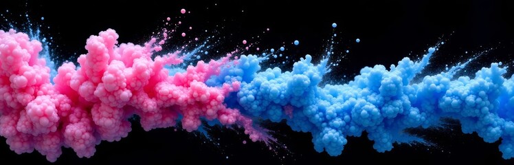 Fototapeta premium Pink and Blue Cloud of Particles on Black