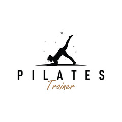 sport relaxation fitness physical illustration silhouette logo pilates training pose sports gymnastics template symbol