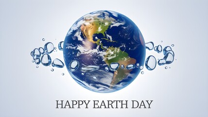A beautiful, transparent globe of Earth, celebrating Happy Earth Day. 