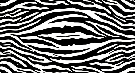 Obraz premium zebra print, black and white stripes, animal pattern, wavy lines, abstract design, high contrast, organic shapes, seamless pattern, textile design, optical illusion, graphic art, repetitive pattern, m