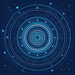 Futuristic blue circular technology lines on dark background 