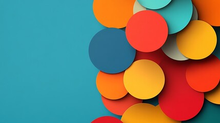 Abstract Colorful Circles Design On Blue Background