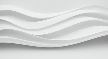 Obraz premium White fabric waves, smooth flowing lines, minimalist textile texture, soft undulating curves, monochromatic abstract composition, gentle folds and creases, silky drapery, clean geometric patterns, org