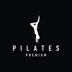 sport relaxation fitness physical illustration silhouette logo pilates training pose sports gymnastics template symbol