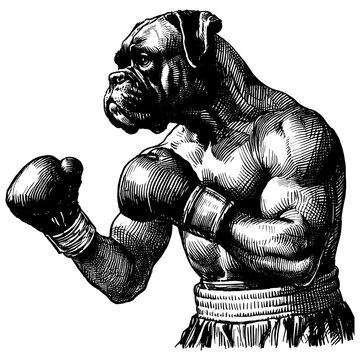 boxer dog ready to fight clip art preview
