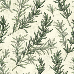 Obraz premium seamless arrangement of rosemary sprigs on light background, showcasing intricate details and vibrant green hues of herb