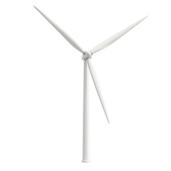 Wind turbine with three blades isolated on transparent background