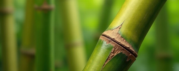 Obraz premium Close-up of bamboo texture, showing intricate knots and grain , botanical, organic texture