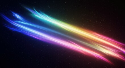 Fototapeta premium colorful energy waves, abstract light trails, vibrant spectrum, neon glow, dynamic motion, rainbow colors, flowing lines, electric aurora, cosmic rays, dark background, ethereal, futuristic, digital a